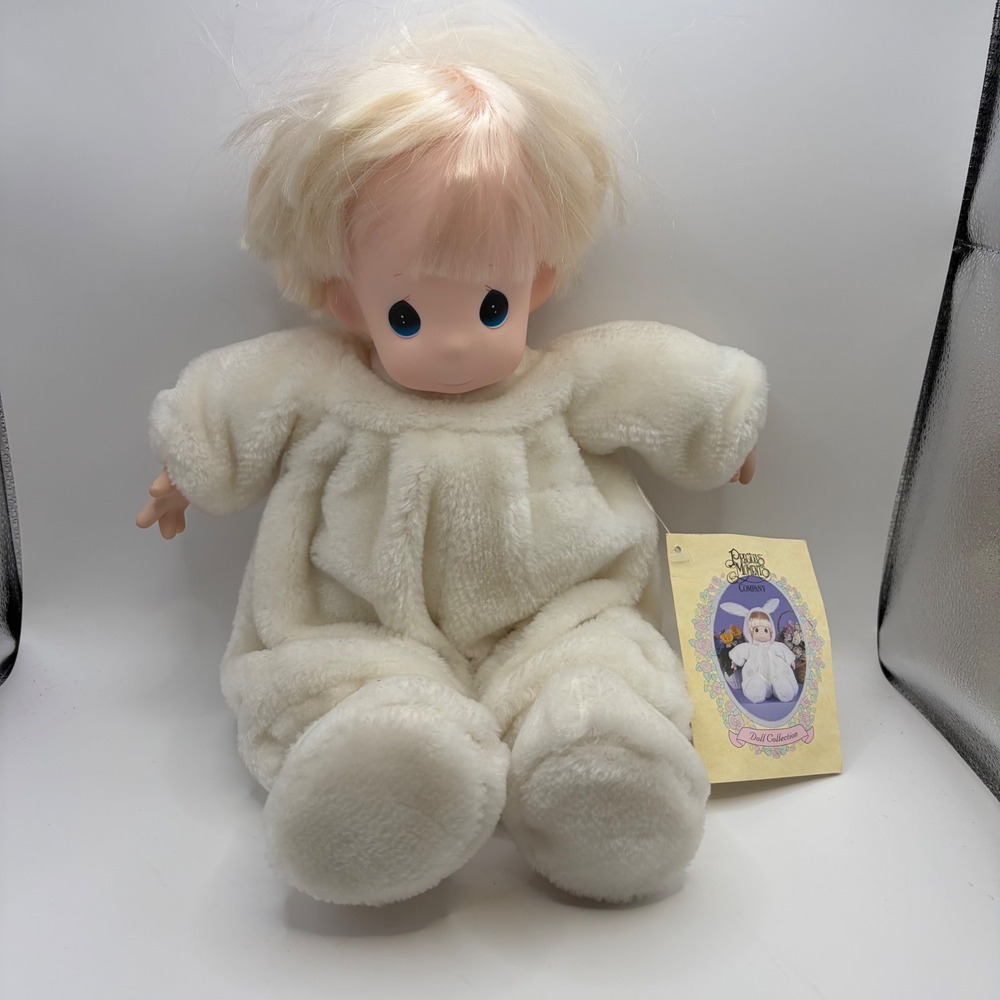 Vintage 1993 Precious Moments Jeremy Bunny Doll White Plush Without Hat